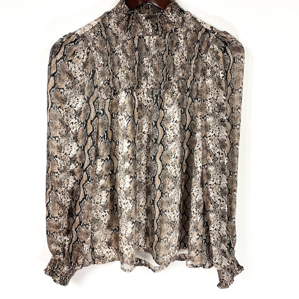 Joie Reptile Print Long Sleeve Blouse
